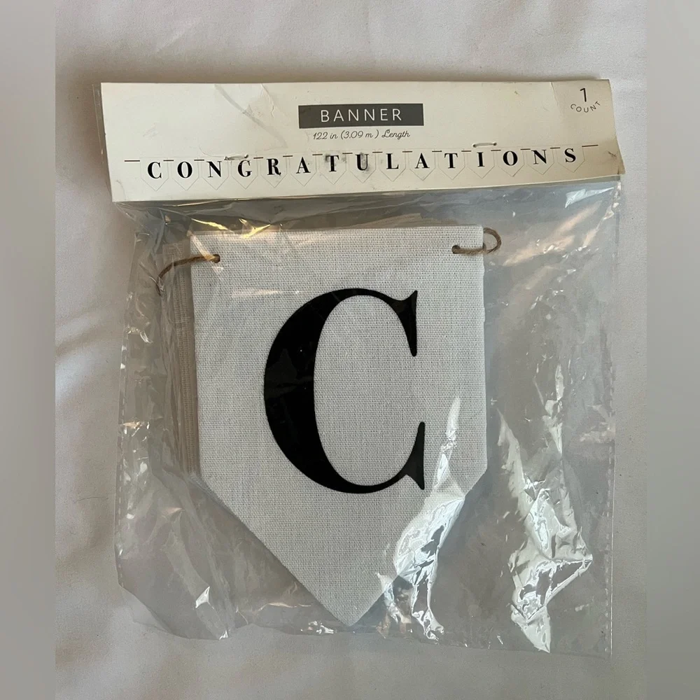 Mr & Mrs Banner and Congratulations Wedding Banner Set white black NWT
